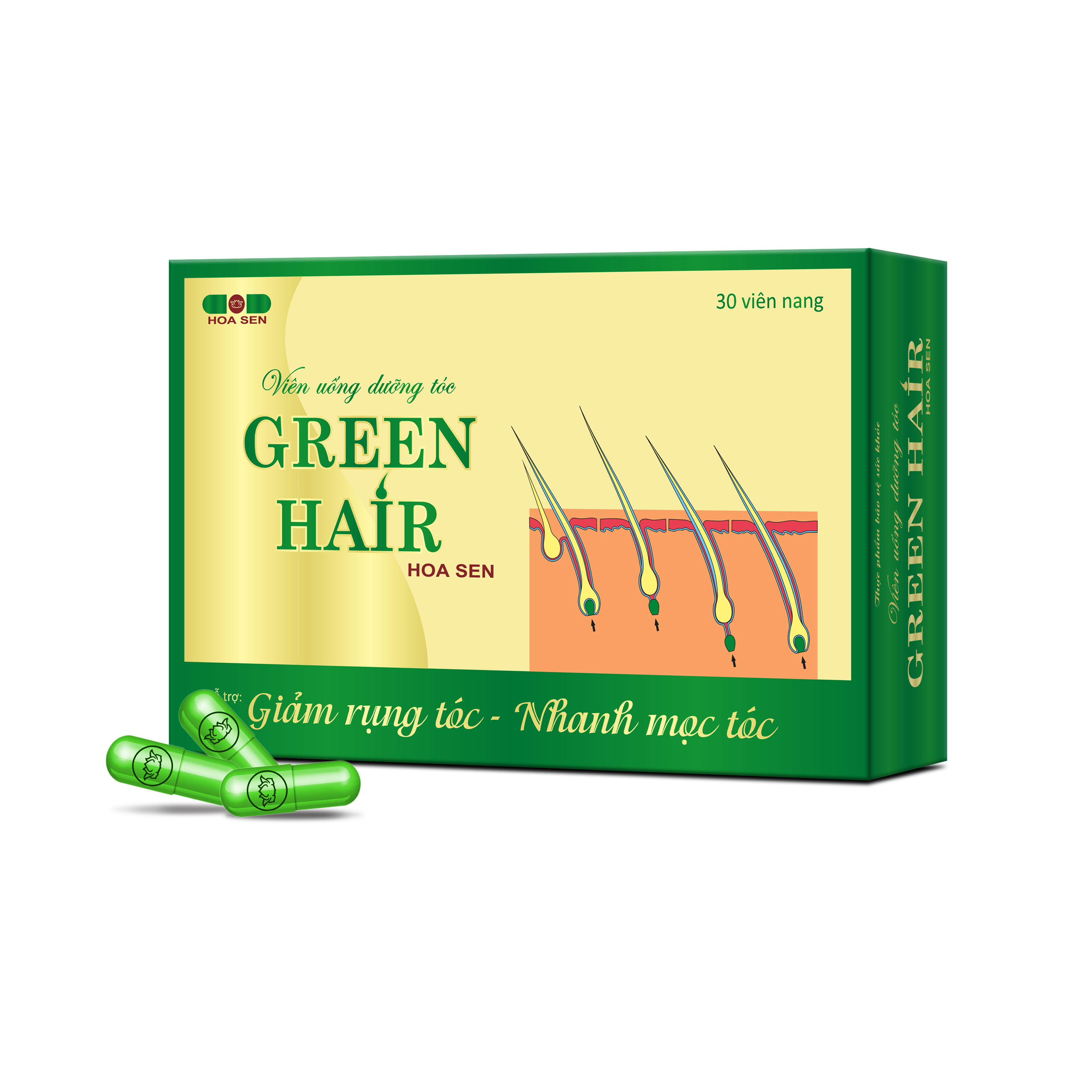 Viên uống dưỡng tóc Green Hair - Dạng vỉ (Hàng chính hãng)